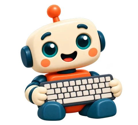 Le robot tient un clavier dans ses mains